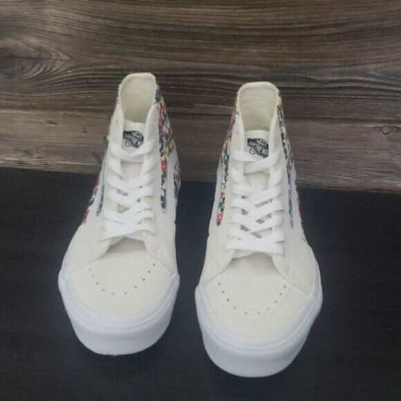 New Vans Sk8 Hi Tapered Womens White Sneakers Size 9.5 High Tops Bloomcore - Picture 3 of 9